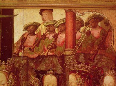 The Engagement of St. Ursula and Prince Etherius (detail of the black musicians) by Master of Saint Auta